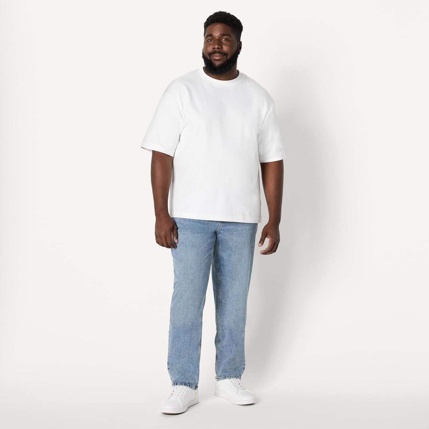 image:imageAmazon Essentials Mens Athletic Fit Jeans with Extra Room in Hip and Thigh Low Stretch Denim 5 Pocket StylingTinted Light Wash