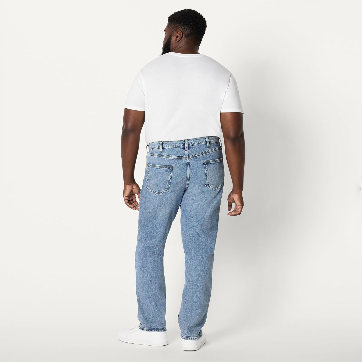 image:imageAmazon Essentials Mens Athletic Fit Jeans with Extra Room in Hip and Thigh Low Stretch Denim 5 Pocket StylingTinted Light Wash