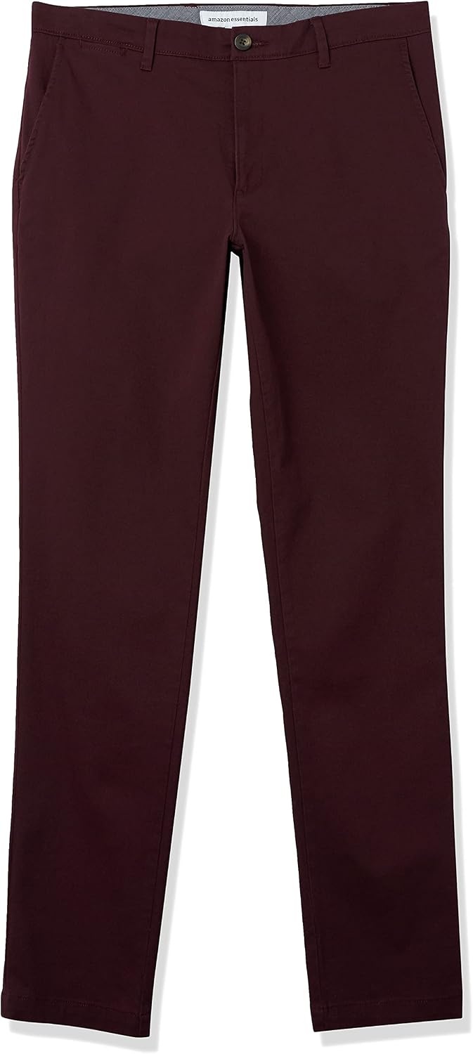 image:imageAmazon Essentials Mens Casual Stretch Chino PantBurgundy