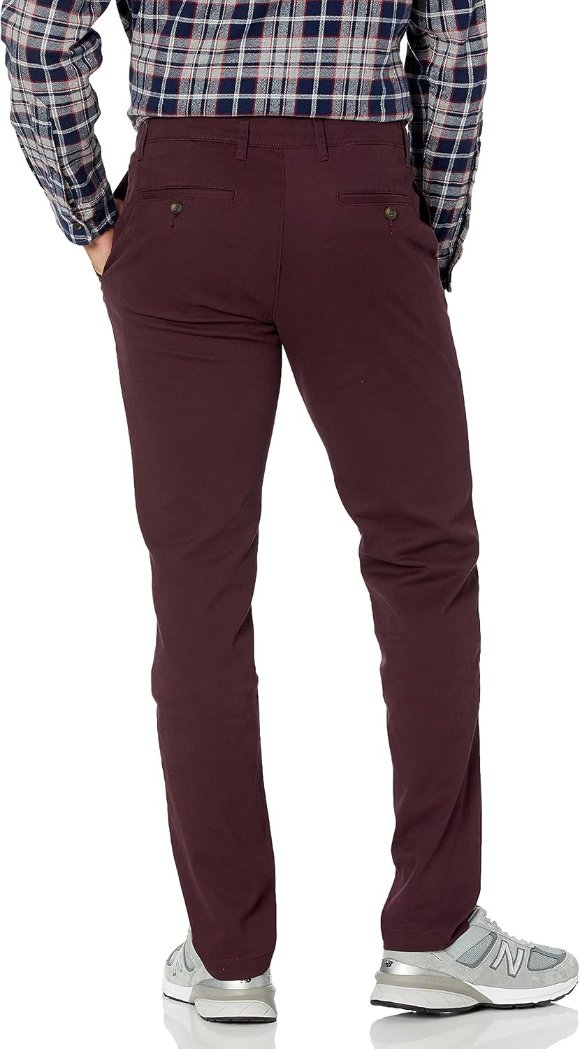image:imageAmazon Essentials Mens Casual Stretch Chino PantBurgundy