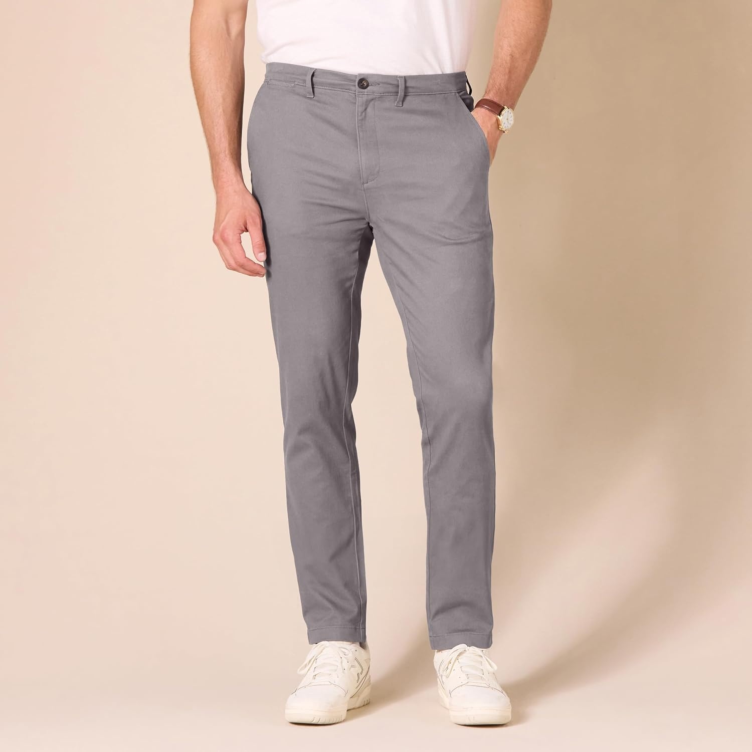 image:imageAmazon Essentials Mens Casual Stretch Chino PantDark Grey