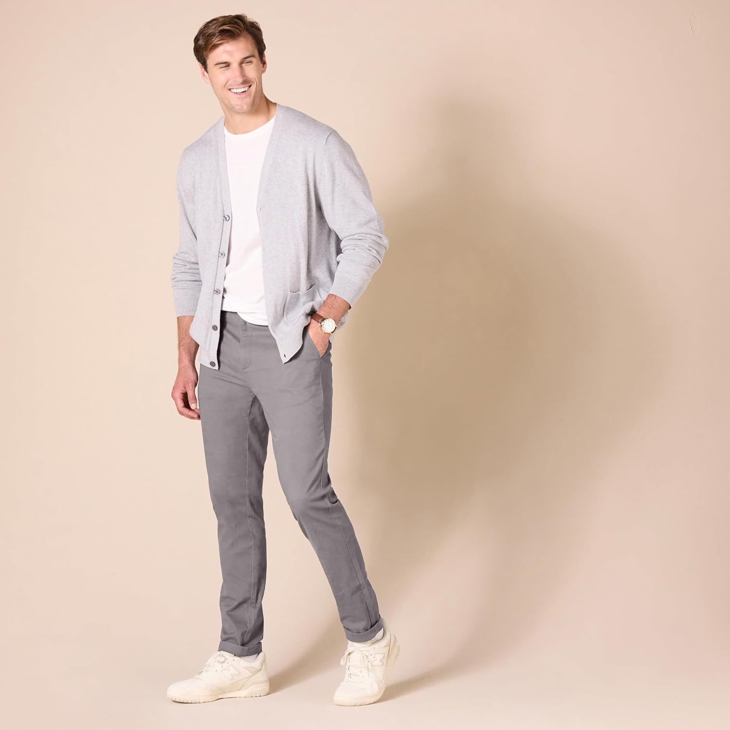 image:imageAmazon Essentials Mens Casual Stretch Chino PantDark Grey
