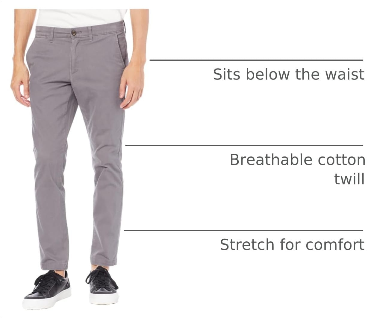 image:imageAmazon Essentials Mens Casual Stretch Chino PantDark Grey