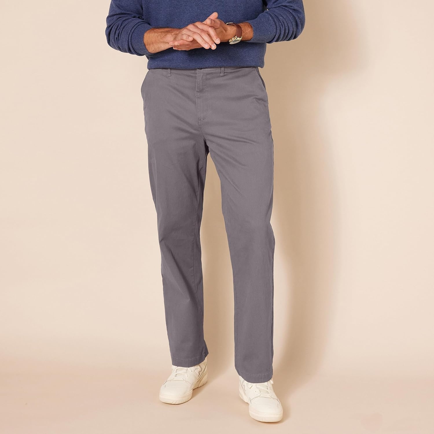 image:imageAmazon Essentials Mens Casual Stretch Chino PantDark Grey