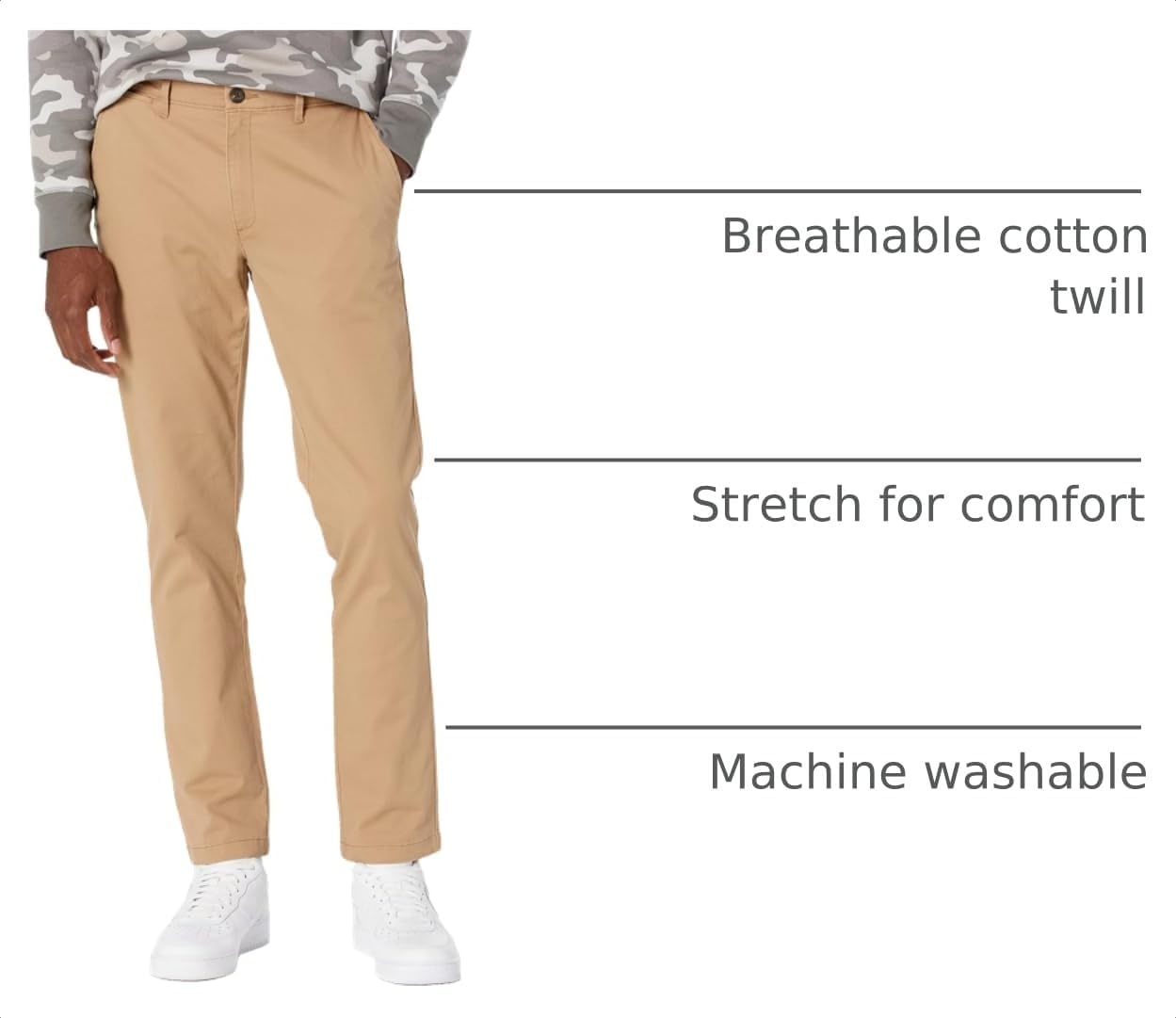image:imageAmazon Essentials Mens Casual Stretch Chino PantDark Khaki