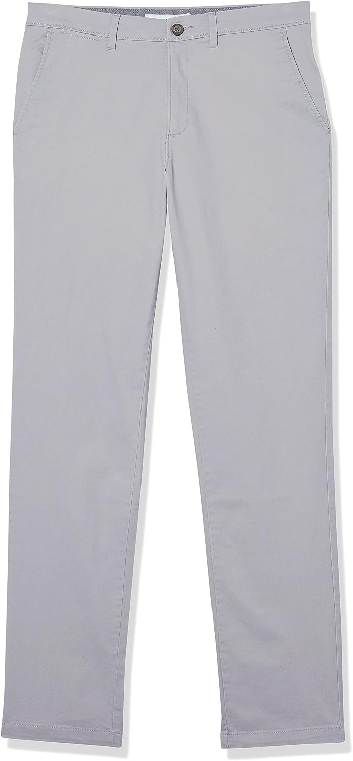 image:imageAmazon Essentials Mens Casual Stretch Chino PantLight Grey