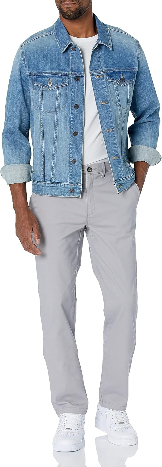 image:imageAmazon Essentials Mens Casual Stretch Chino PantLight Grey
