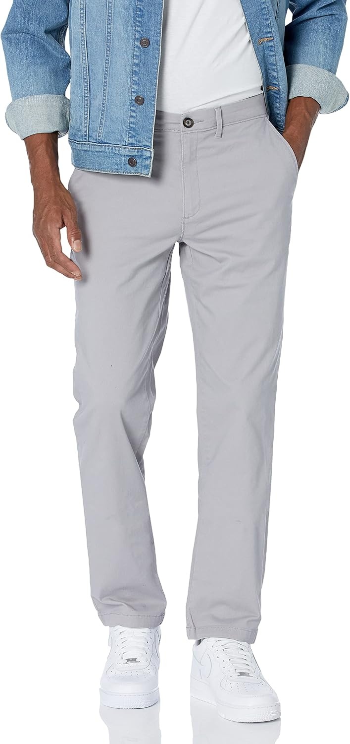 image:imageAmazon Essentials Mens Casual Stretch Chino PantLight Grey