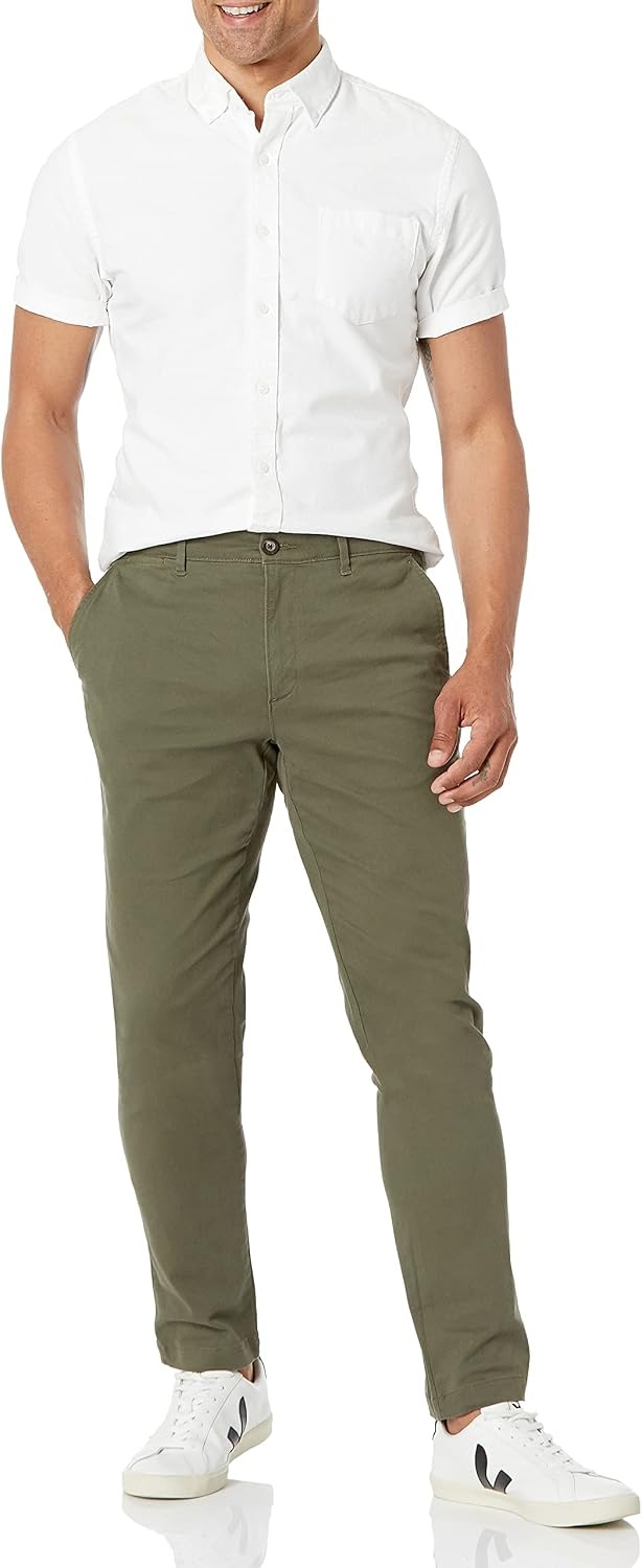 image:imageAmazon Essentials Mens Casual Stretch Chino PantOlive
