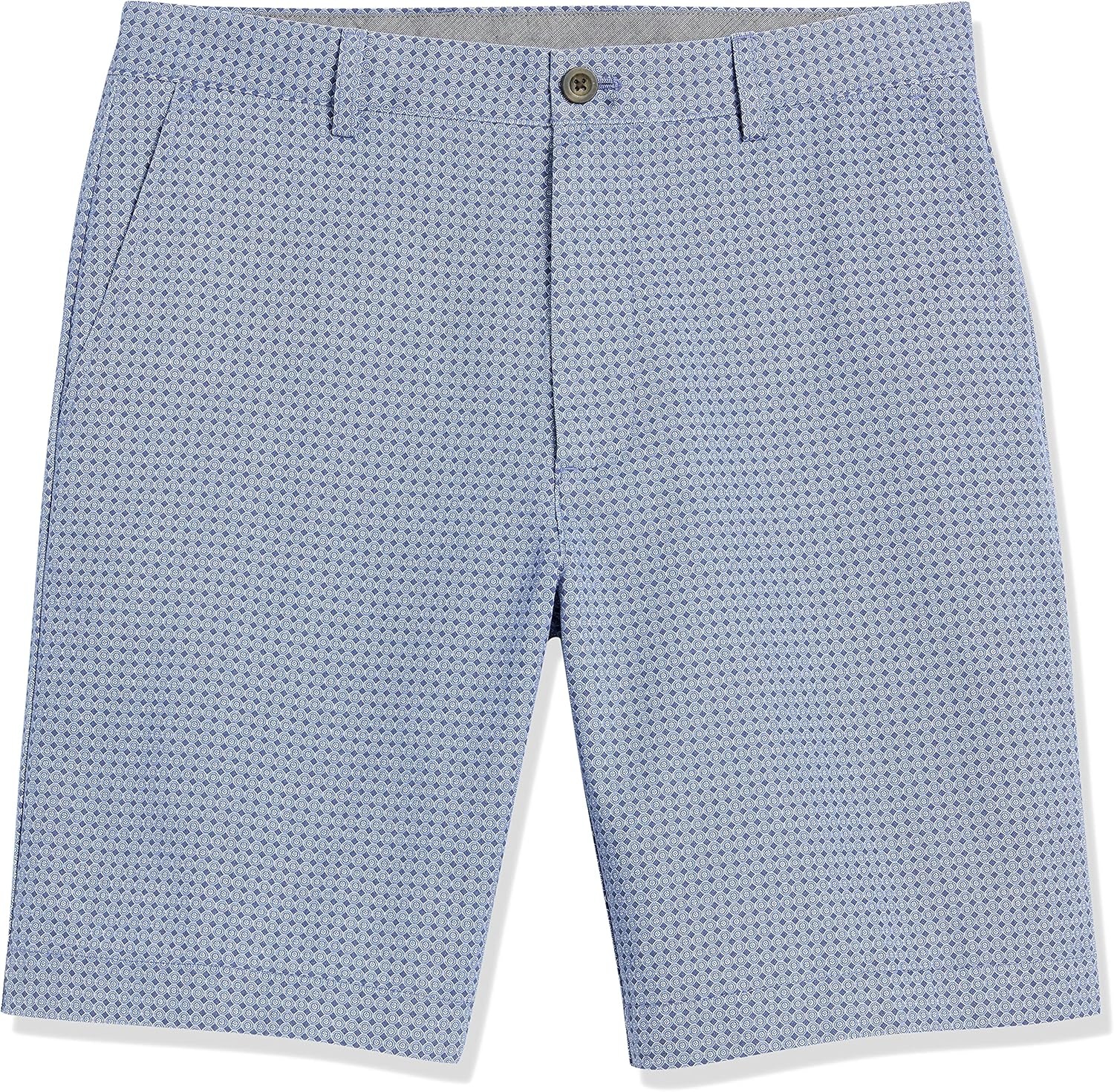 image:imageAmazon Essentials Mens ClassicFit 9 Cotton Twill Chino Shorts with ButtonThrough PocketsBlue Geo