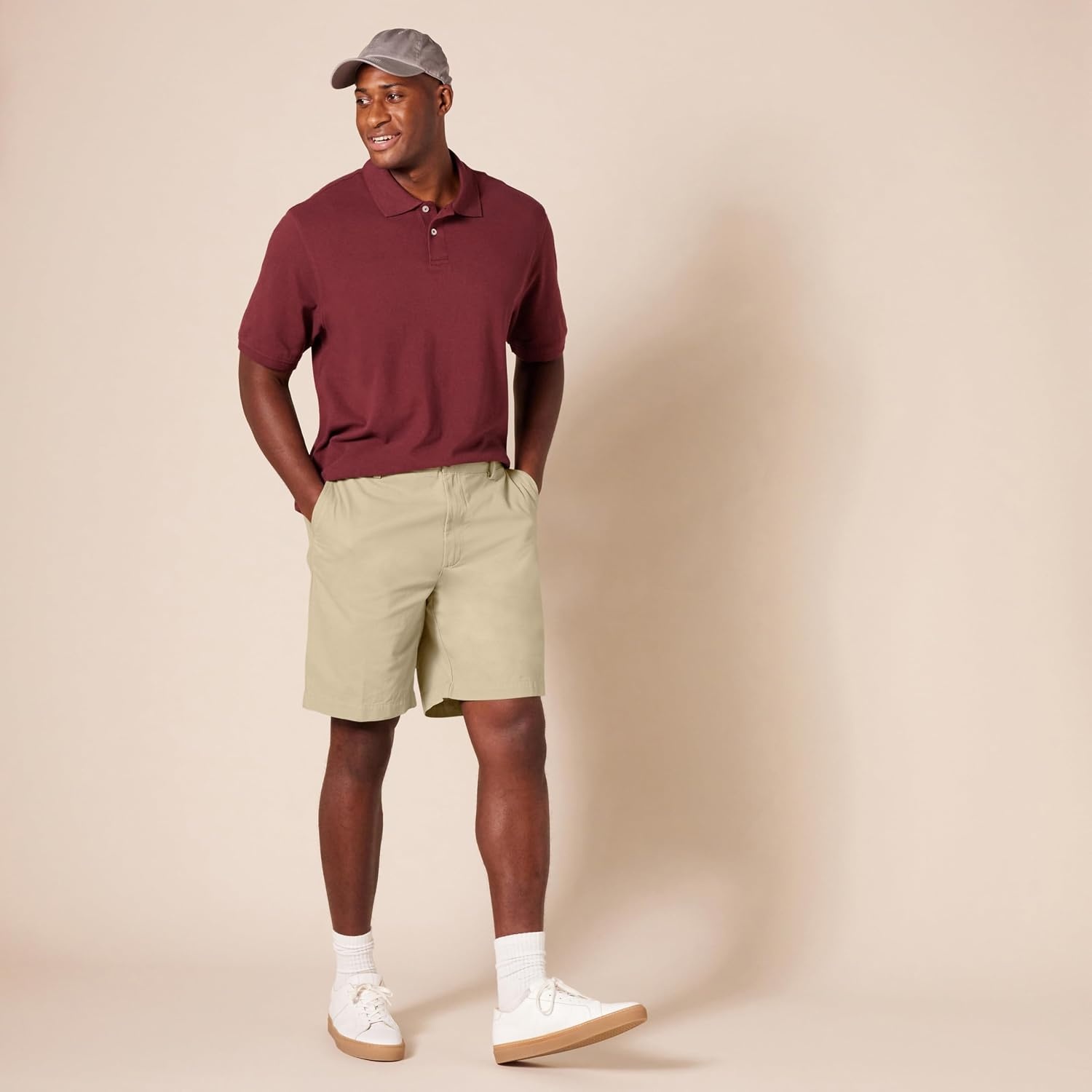 image:imageAmazon Essentials Mens ClassicFit 9 Cotton Twill Chino Shorts with ButtonThrough PocketsDark Taupe