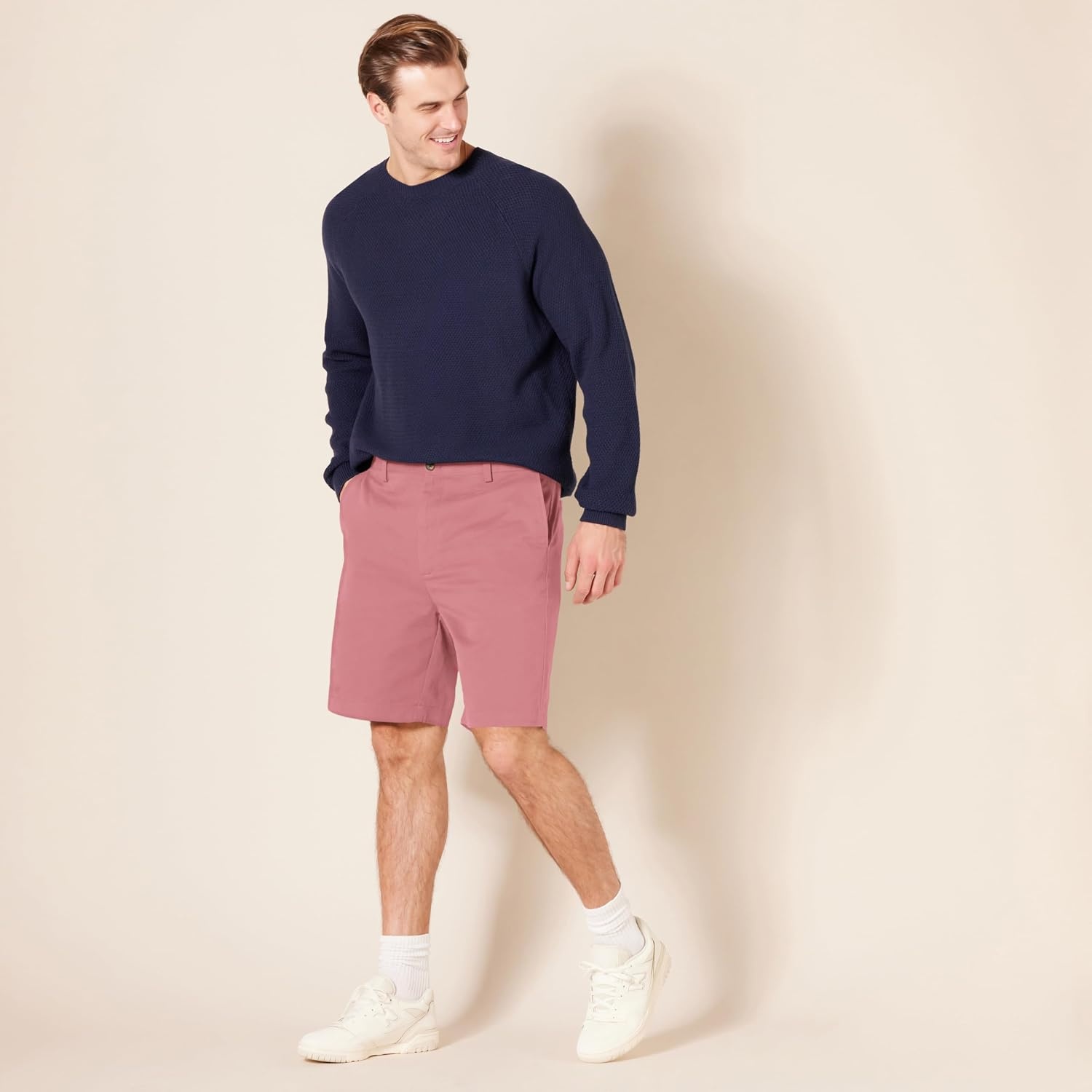 image:imageAmazon Essentials Mens ClassicFit 9 Cotton Twill Chino Shorts with ButtonThrough PocketsPink