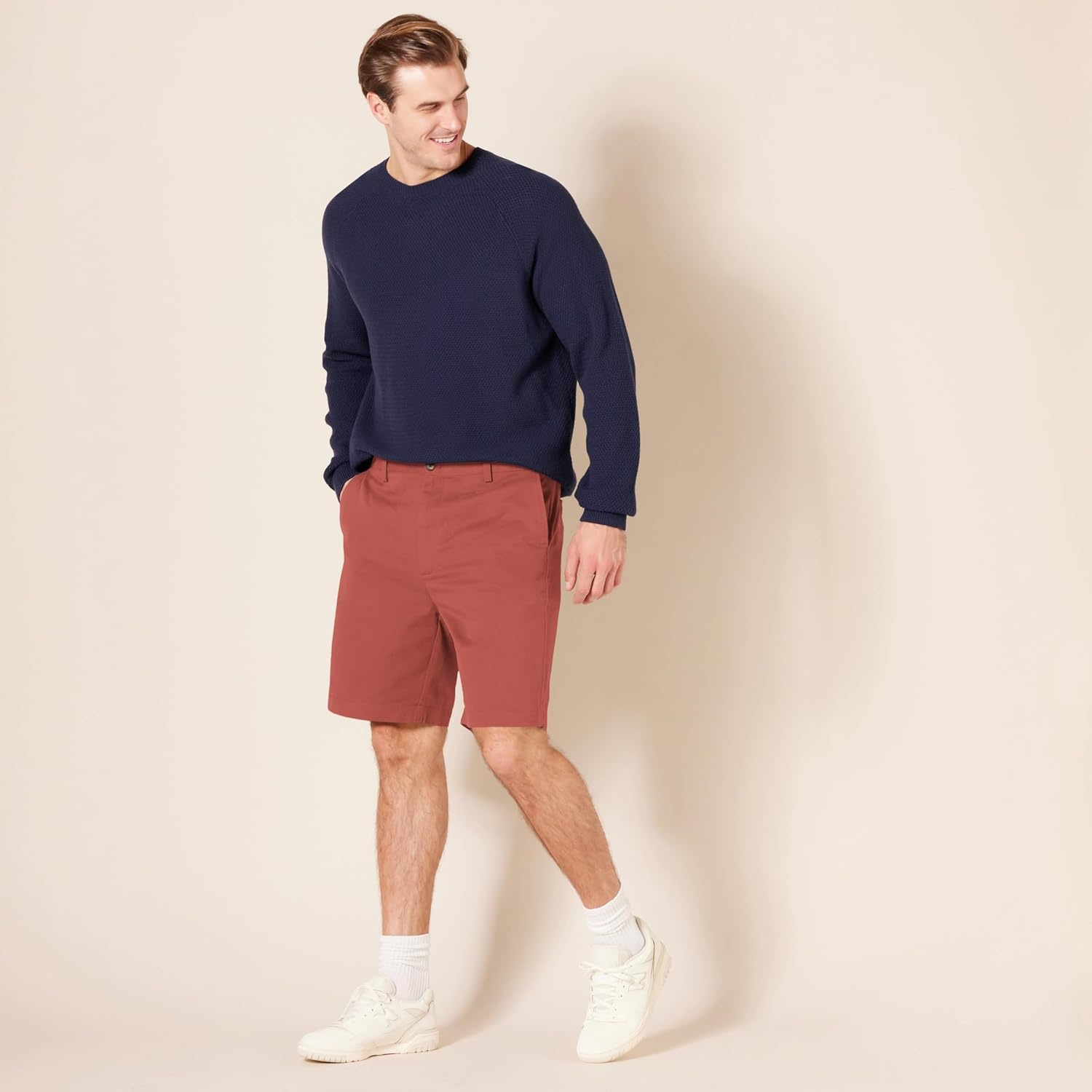 image:imageAmazon Essentials Mens ClassicFit 9 Cotton Twill Chino Shorts with ButtonThrough PocketsRust