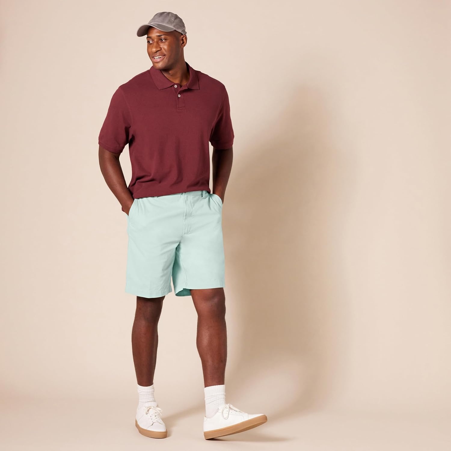 image:imageAmazon Essentials Mens ClassicFit 9 Cotton Twill Chino Shorts with ButtonThrough PocketsSea Green
