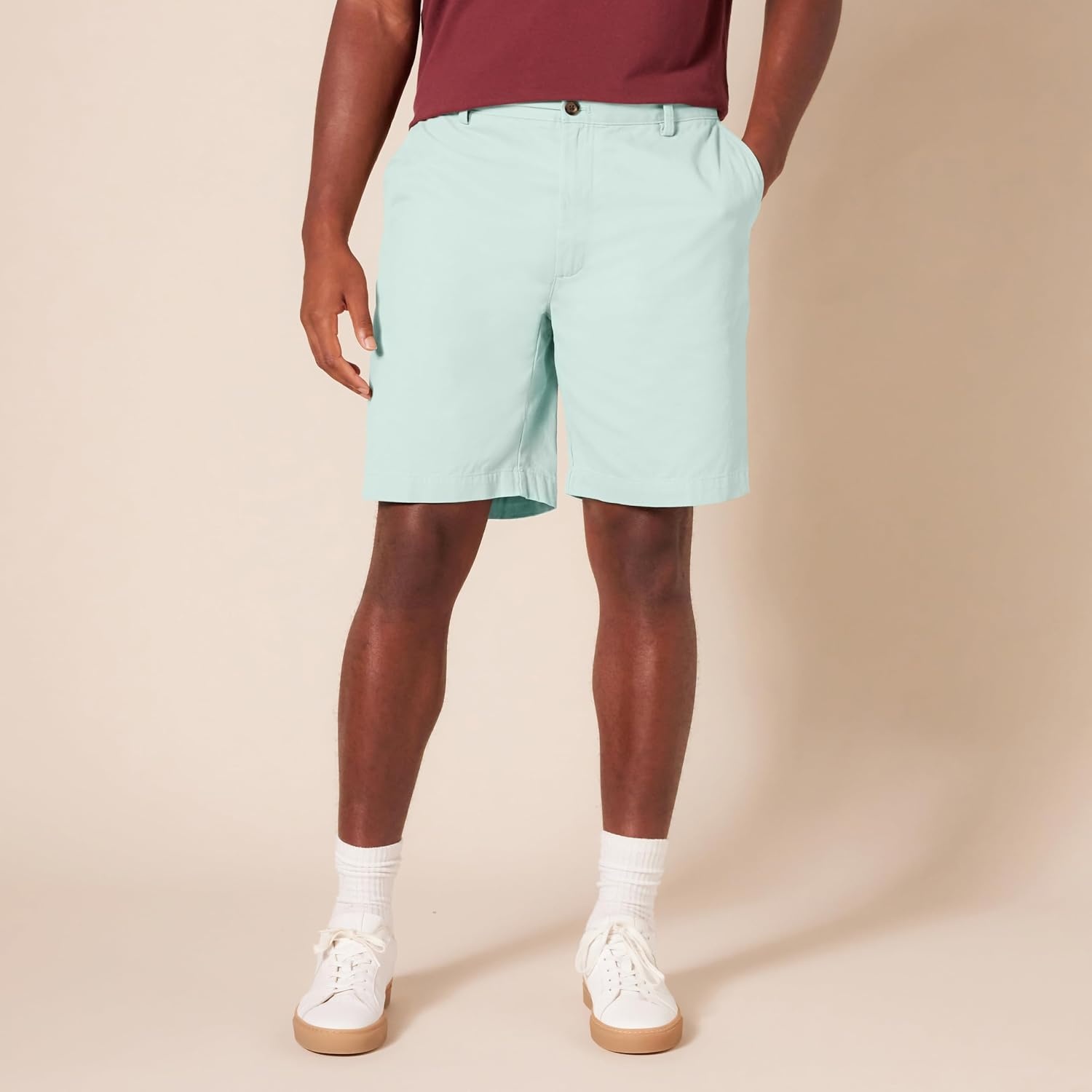image:imageAmazon Essentials Mens ClassicFit 9 Cotton Twill Chino Shorts with ButtonThrough PocketsSea Green
