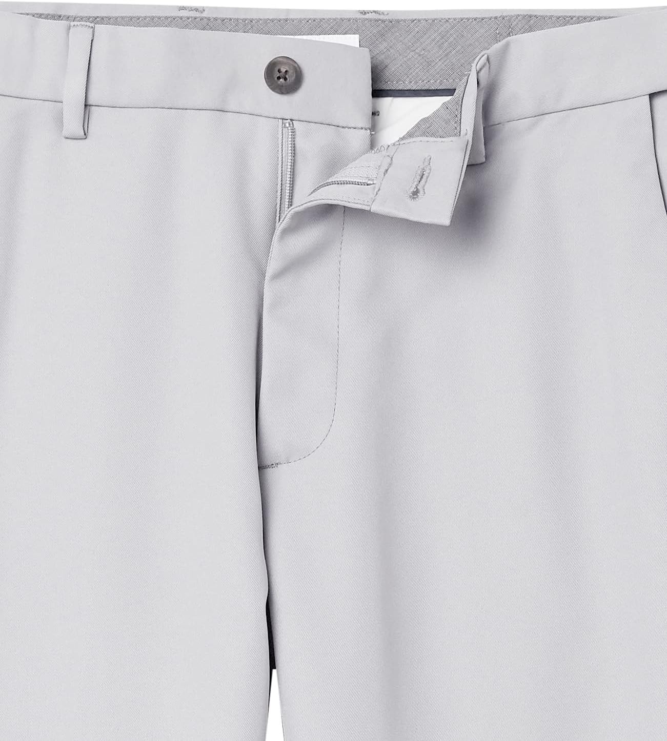 image:imageAmazon Essentials Mens ClassicFit ExpandableWaist FlatFront Dress PantsLight Grey