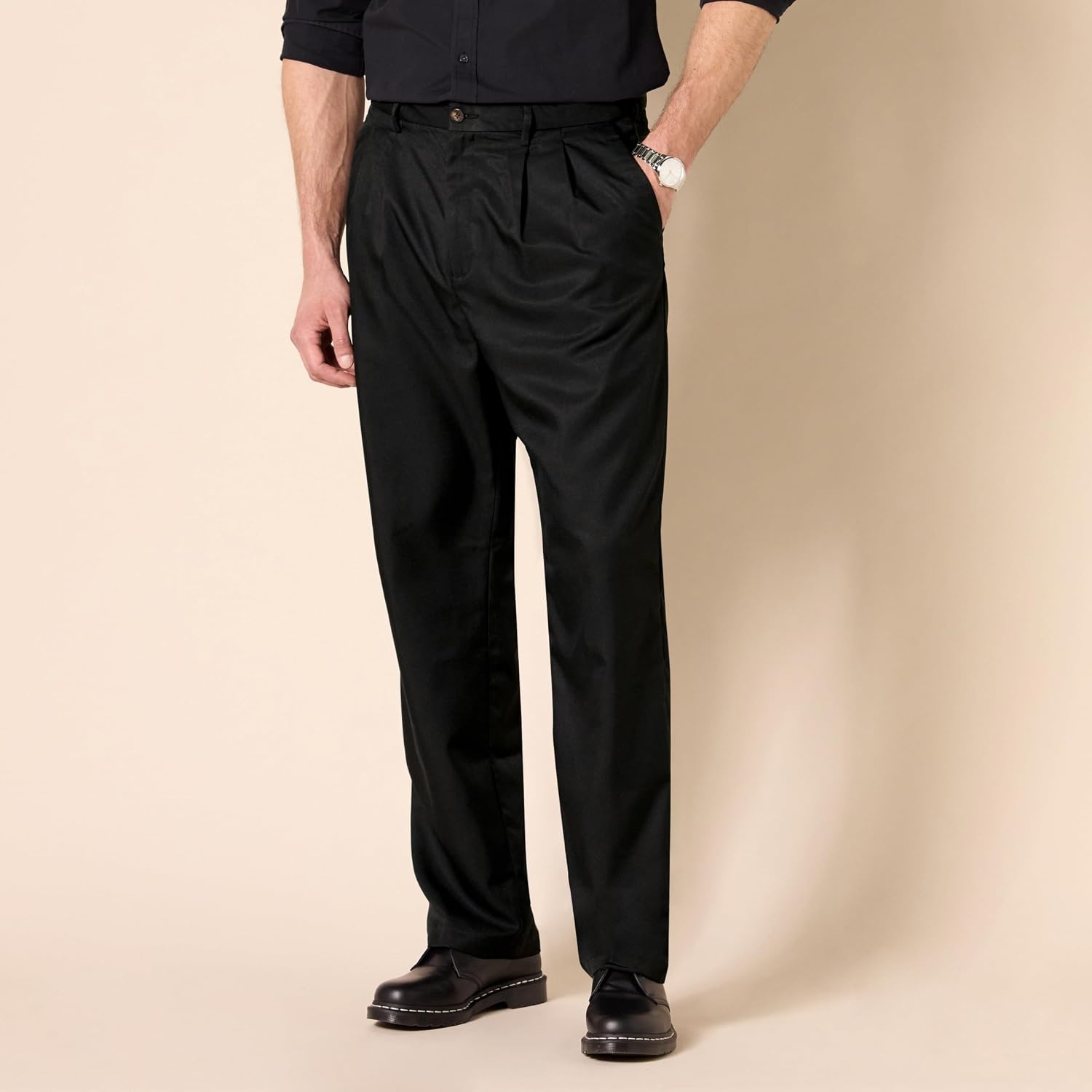 image:imageAmazon Essentials Mens ClassicFit Pleated Dress Pants Available in Big amp TallBlack