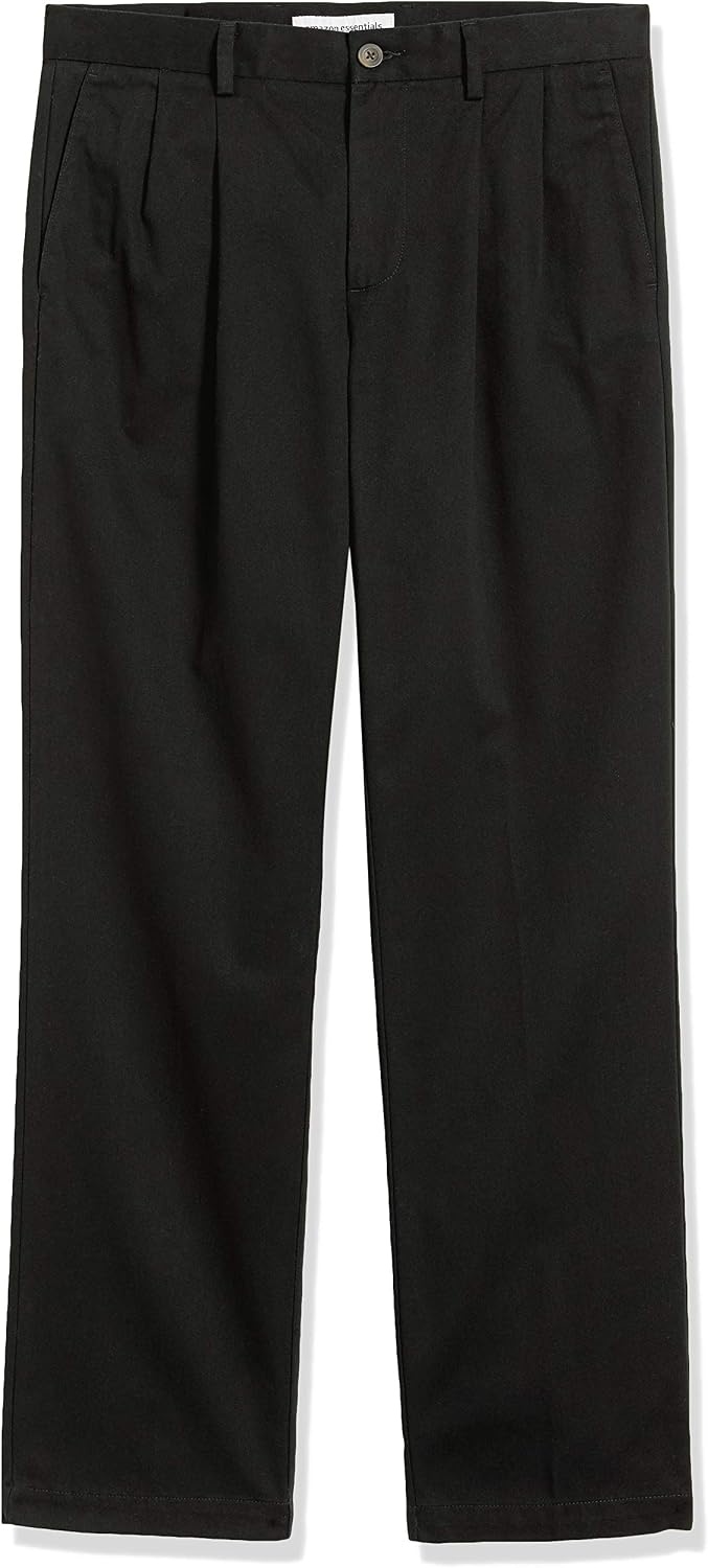 image:imageAmazon Essentials Mens ClassicFit WrinkleResistant Pleated Chino Pant Available in Big amp TallBlack