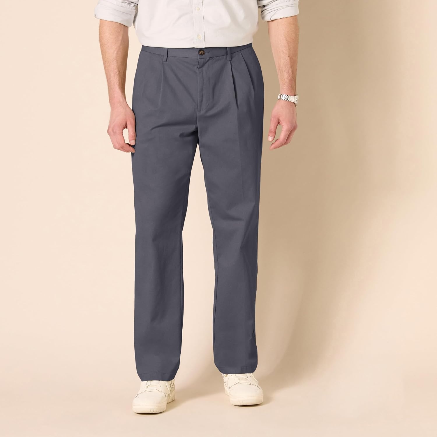 image:imageAmazon Essentials Mens ClassicFit WrinkleResistant Pleated Chino Pant Available in Big amp TallCharcoal