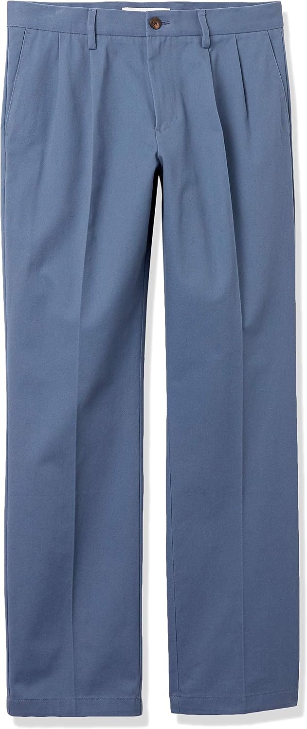 image:imageAmazon Essentials Mens ClassicFit WrinkleResistant Pleated Chino Pant Available in Big amp TallIndigo