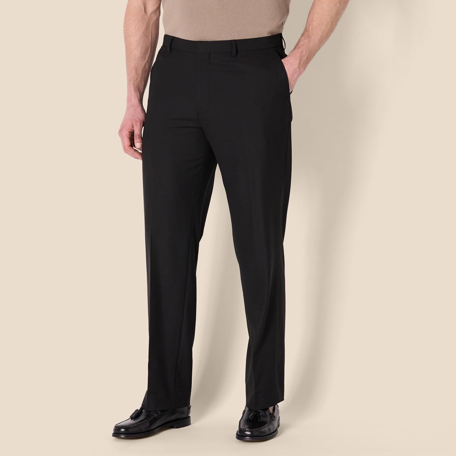 image:imageAmazon Essentials Mens ClassicFit WrinkleResistant Stretch Dress PantsBlack