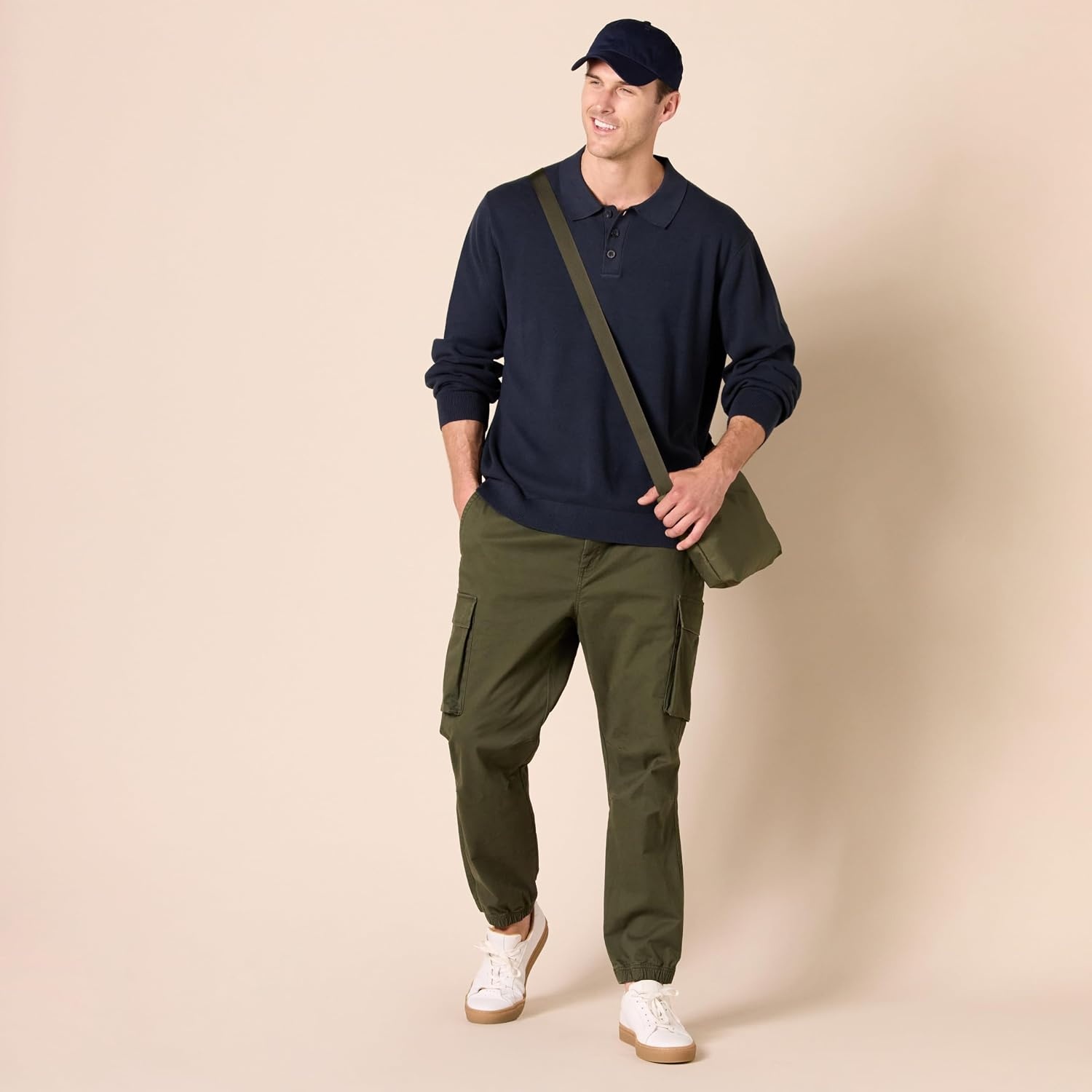 image:imageAmazon Essentials Mens DrawstringWaist RegularFit Cargo JoggerDark Olive