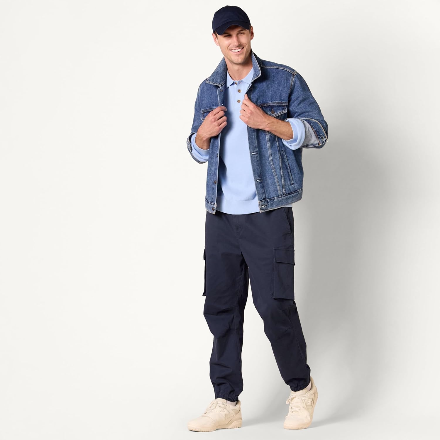 image:imageAmazon Essentials Mens DrawstringWaist RegularFit Cargo JoggerNavy