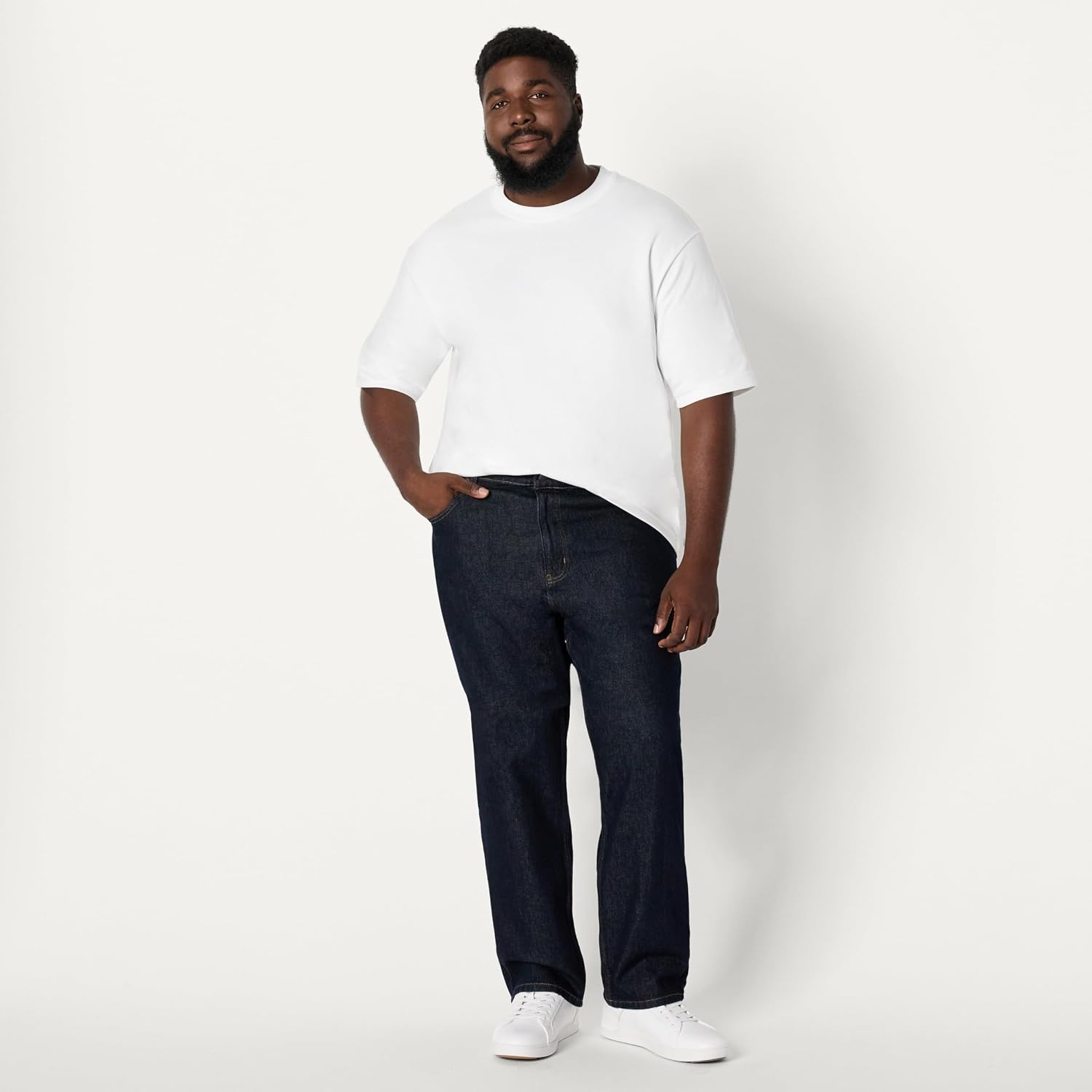 image:imageAmazon Essentials Mens Heavyweight Denim Rigid Loose Fit Jeans 5 Pocket Generously ProportionedRinse