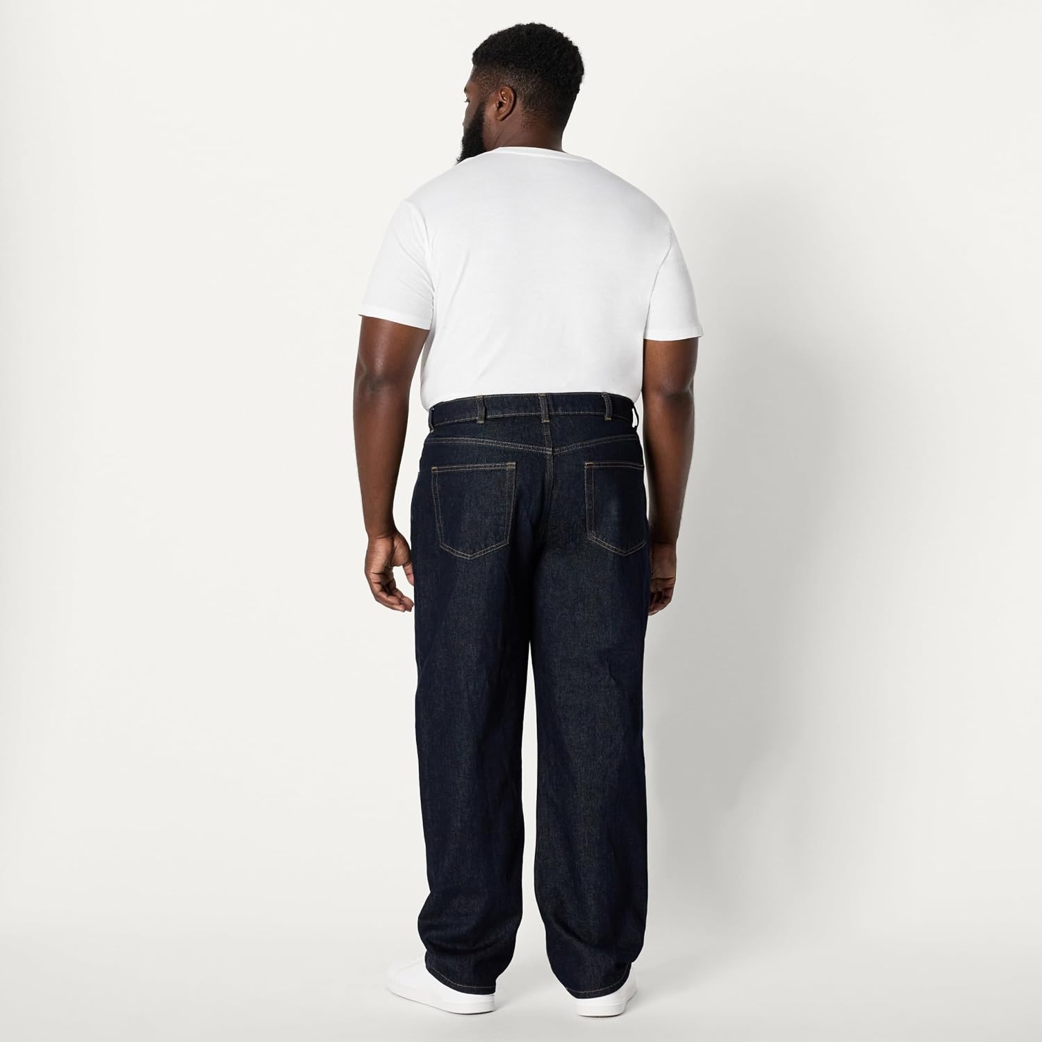 image:imageAmazon Essentials Mens Heavyweight Denim Rigid Loose Fit Jeans 5 Pocket Generously ProportionedRinse