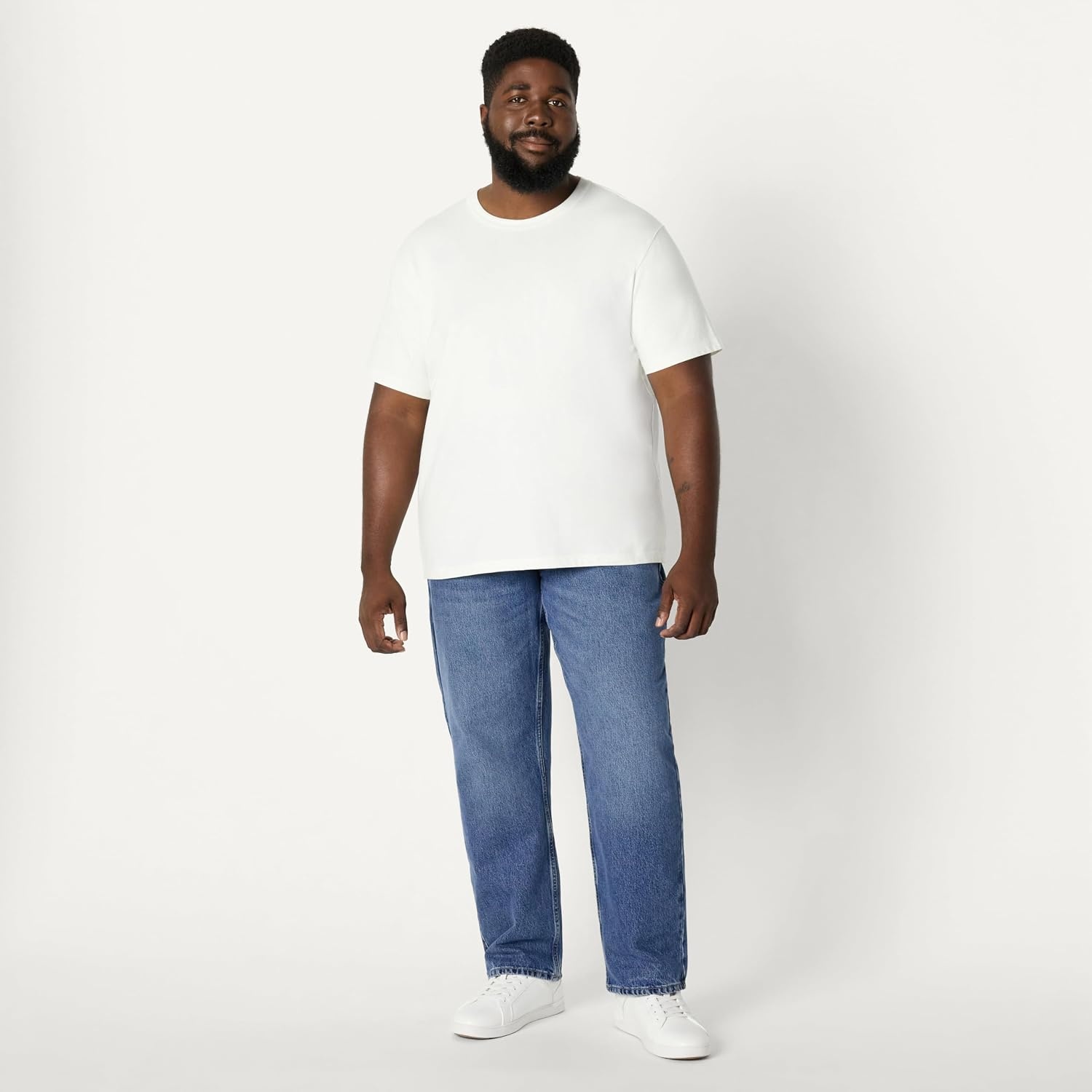 image:imageAmazon Essentials Mens Heavyweight Denim Rigid Loose Fit Jeans 5 Pocket Generously ProportionedTinted Medium Blue