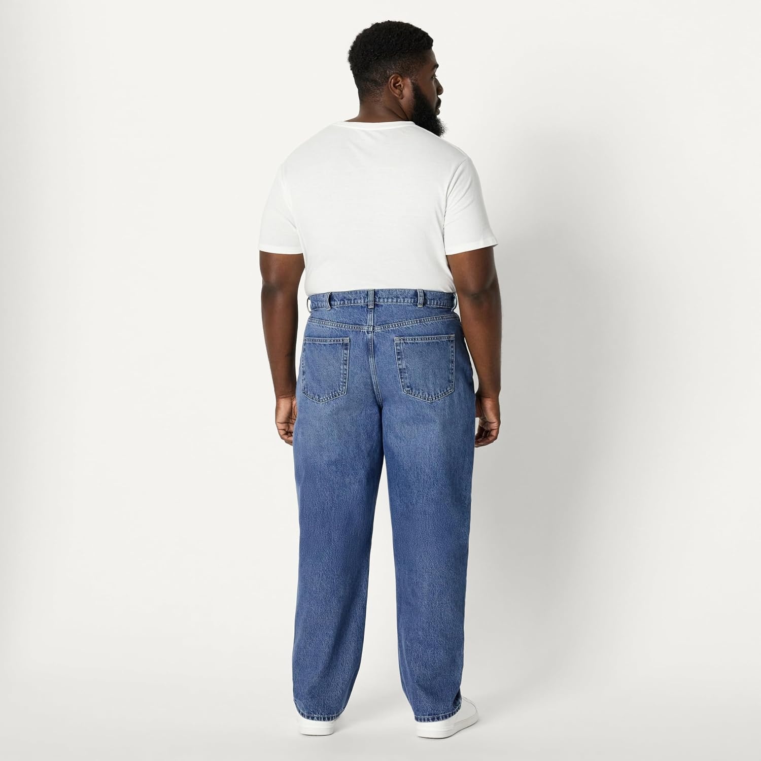 image:imageAmazon Essentials Mens Heavyweight Denim Rigid Loose Fit Jeans 5 Pocket Generously ProportionedTinted Medium Blue