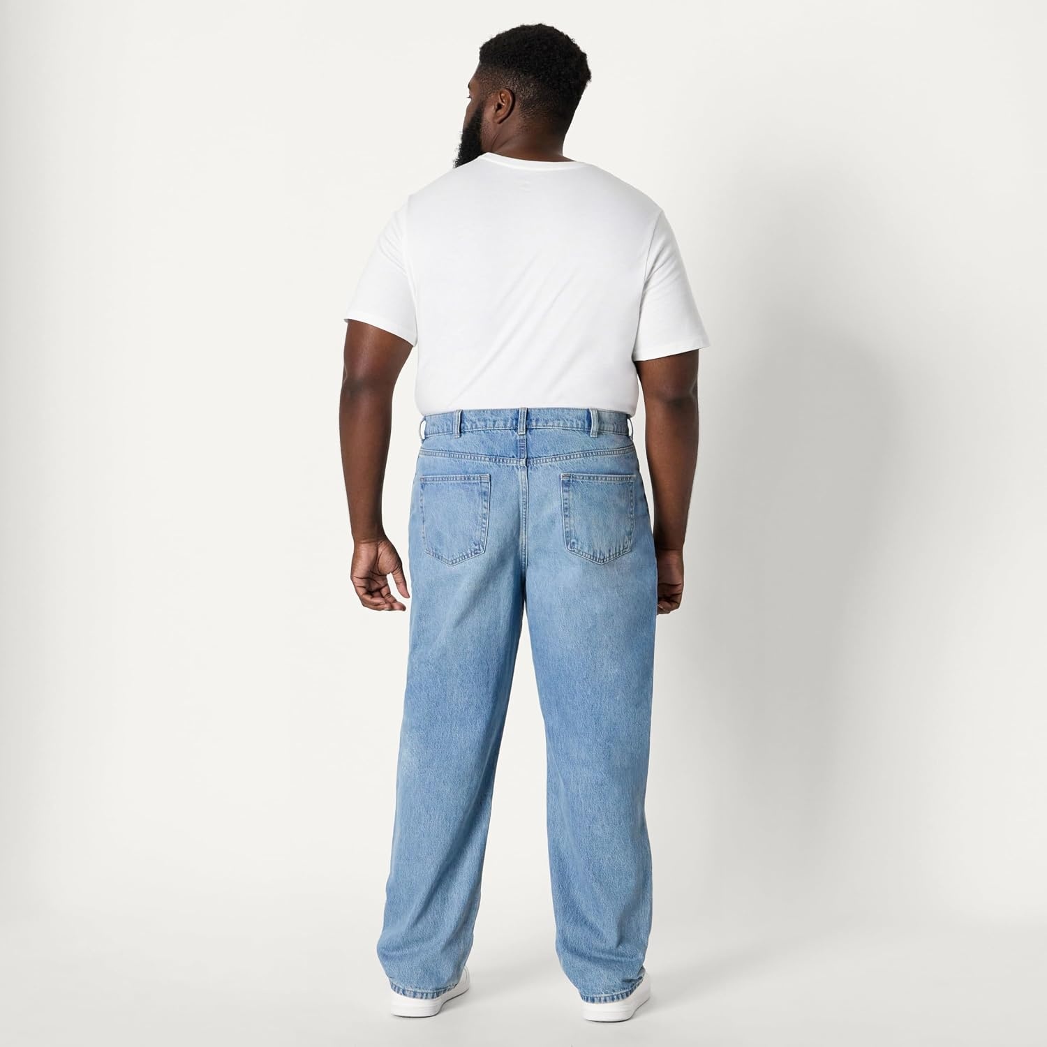 image:imageAmazon Essentials Mens Heavyweight Denim Rigid Loose Fit Jeans 5 Pocket Generously ProportionedVintage Blue