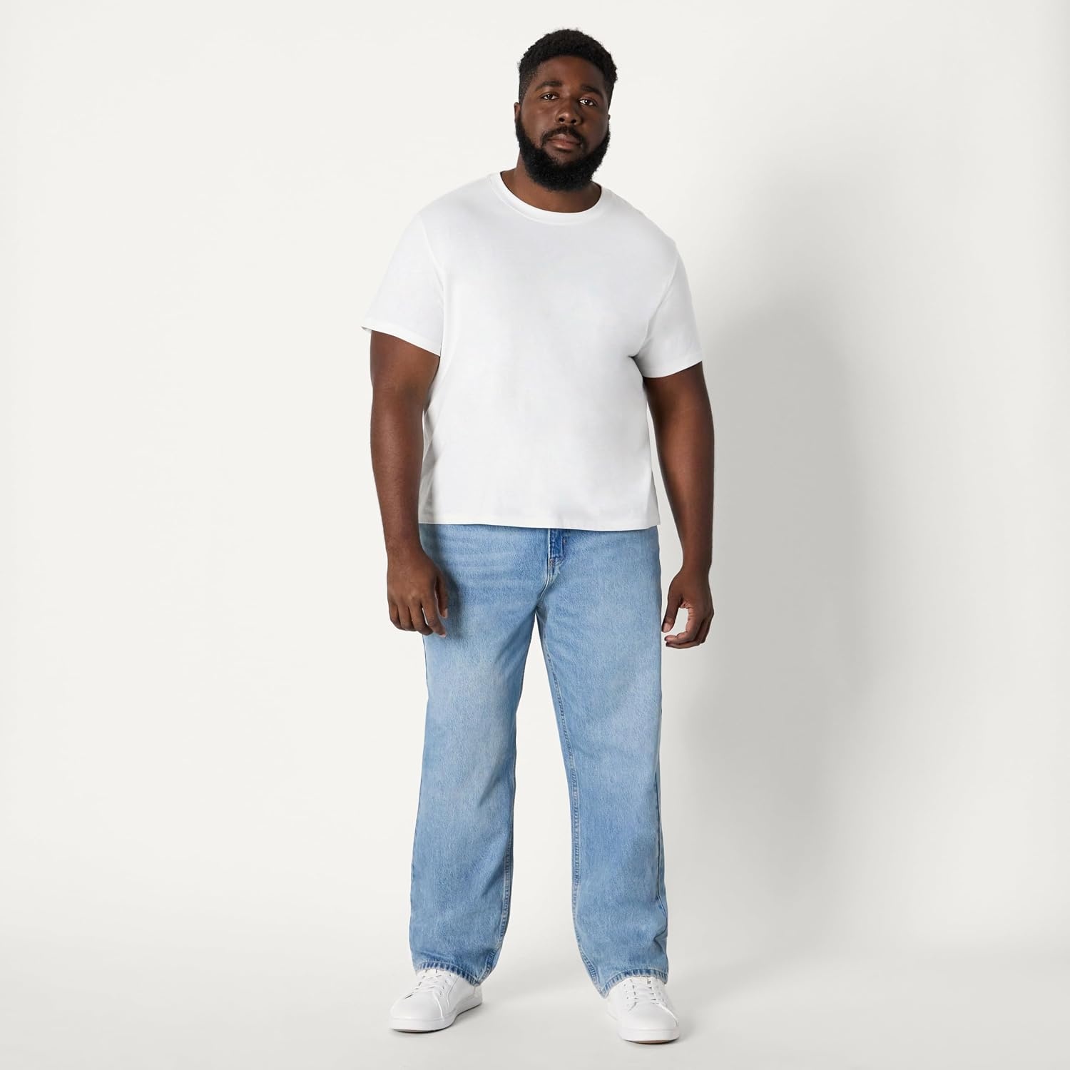 image:imageAmazon Essentials Mens Heavyweight Denim Rigid Loose Fit Jeans 5 Pocket Generously ProportionedVintage Blue