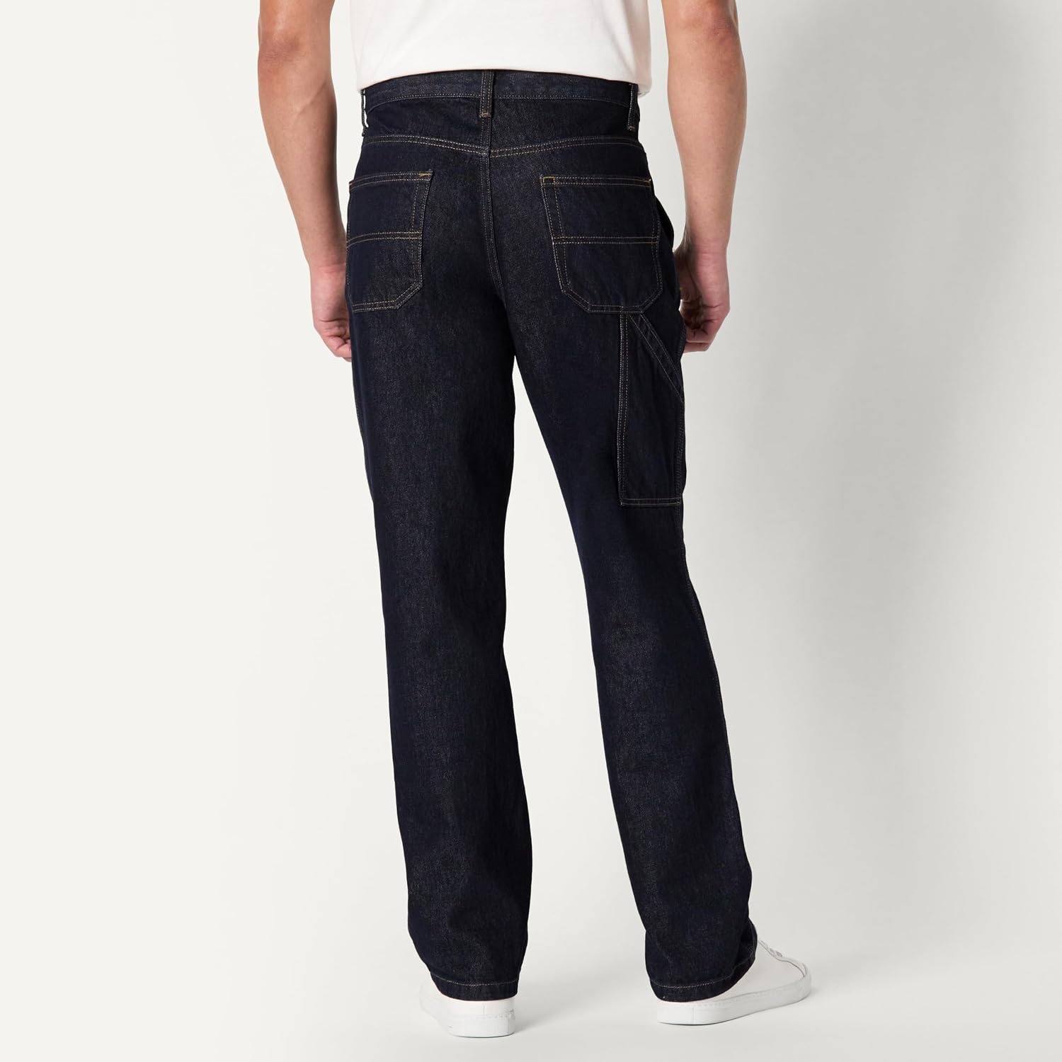 image:imageAmazon Essentials Mens Heavyweight Rigid RelaxedFit Workwear Carpenter Jeans with PocketsRinse