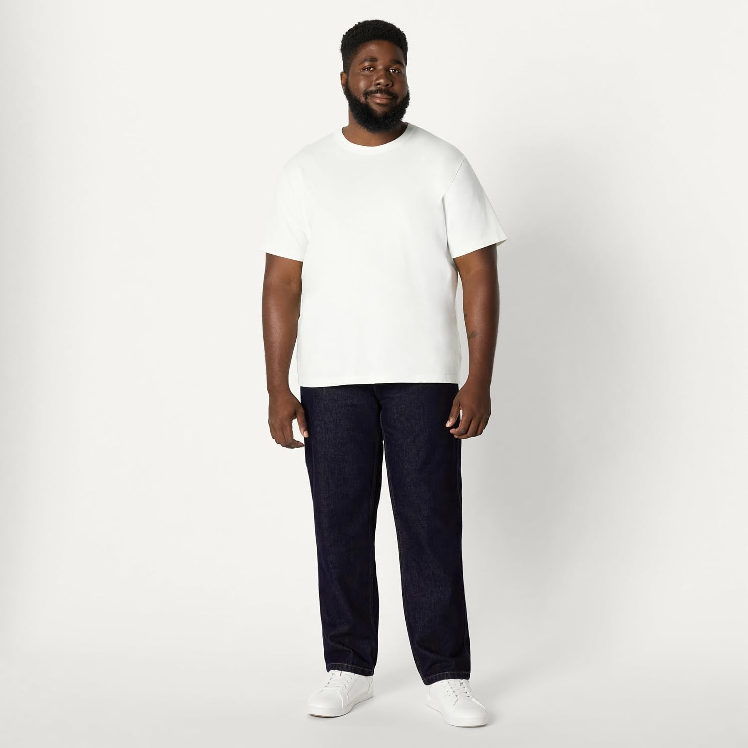 image:imageAmazon Essentials Mens Heavyweight Rigid RelaxedFit Workwear Carpenter Jeans with PocketsRinse