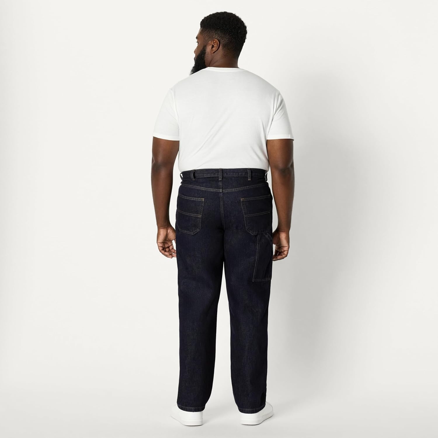 image:imageAmazon Essentials Mens Heavyweight Rigid RelaxedFit Workwear Carpenter Jeans with PocketsRinse