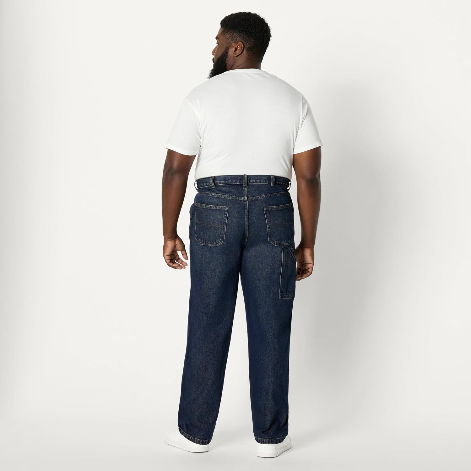 image:imageAmazon Essentials Mens Heavyweight Rigid RelaxedFit Workwear Carpenter Jeans with PocketsTinted Dark Wash