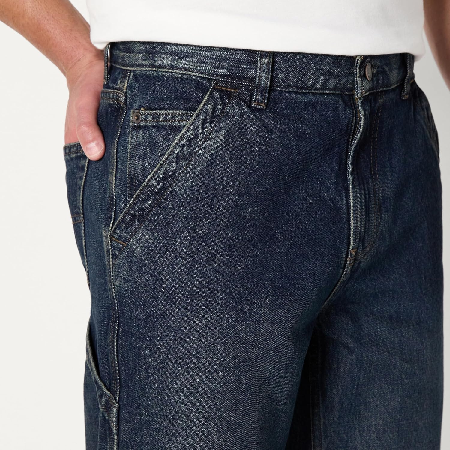 image:imageAmazon Essentials Mens Heavyweight Rigid RelaxedFit Workwear Carpenter Jeans with PocketsTinted Dark Wash