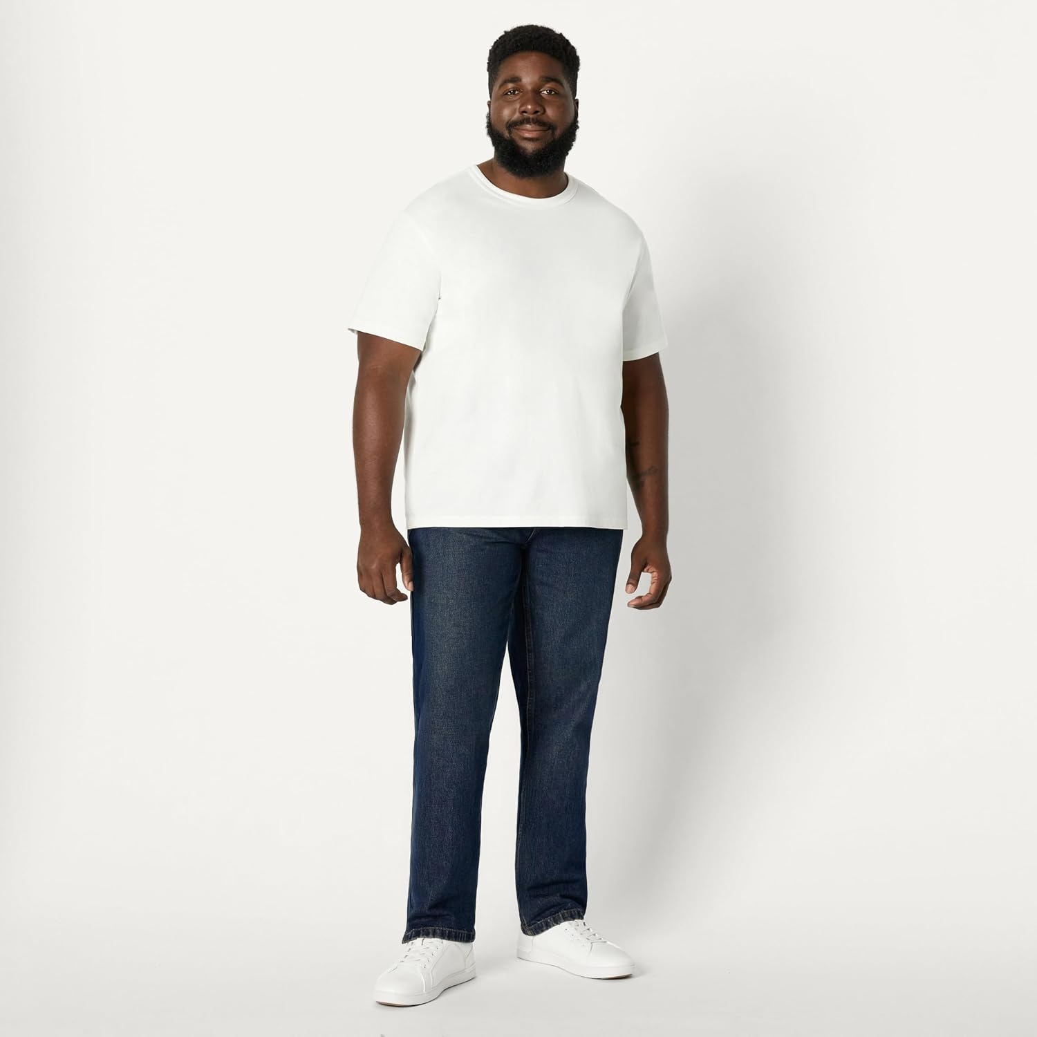 image:imageAmazon Essentials Mens Heavyweight Rigid RelaxedFit Workwear Carpenter Jeans with PocketsTinted Dark Wash