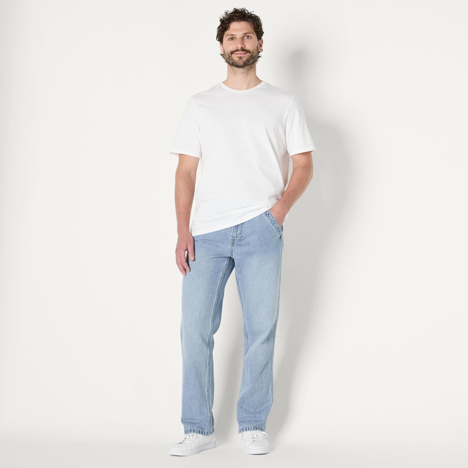 image:imageAmazon Essentials Mens Heavyweight Rigid RelaxedFit Workwear Carpenter Jeans with PocketsVintage Blue