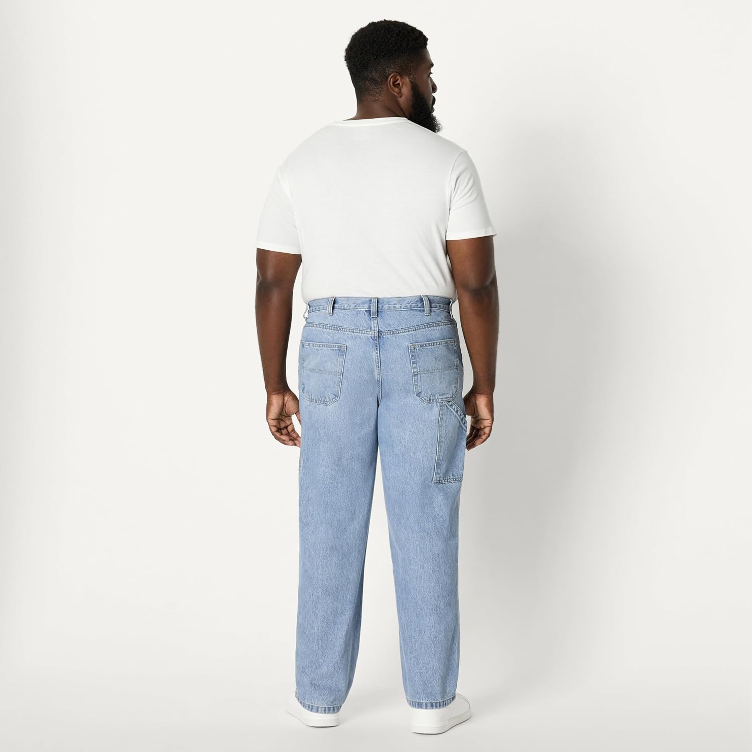 image:imageAmazon Essentials Mens Heavyweight Rigid RelaxedFit Workwear Carpenter Jeans with PocketsVintage Blue