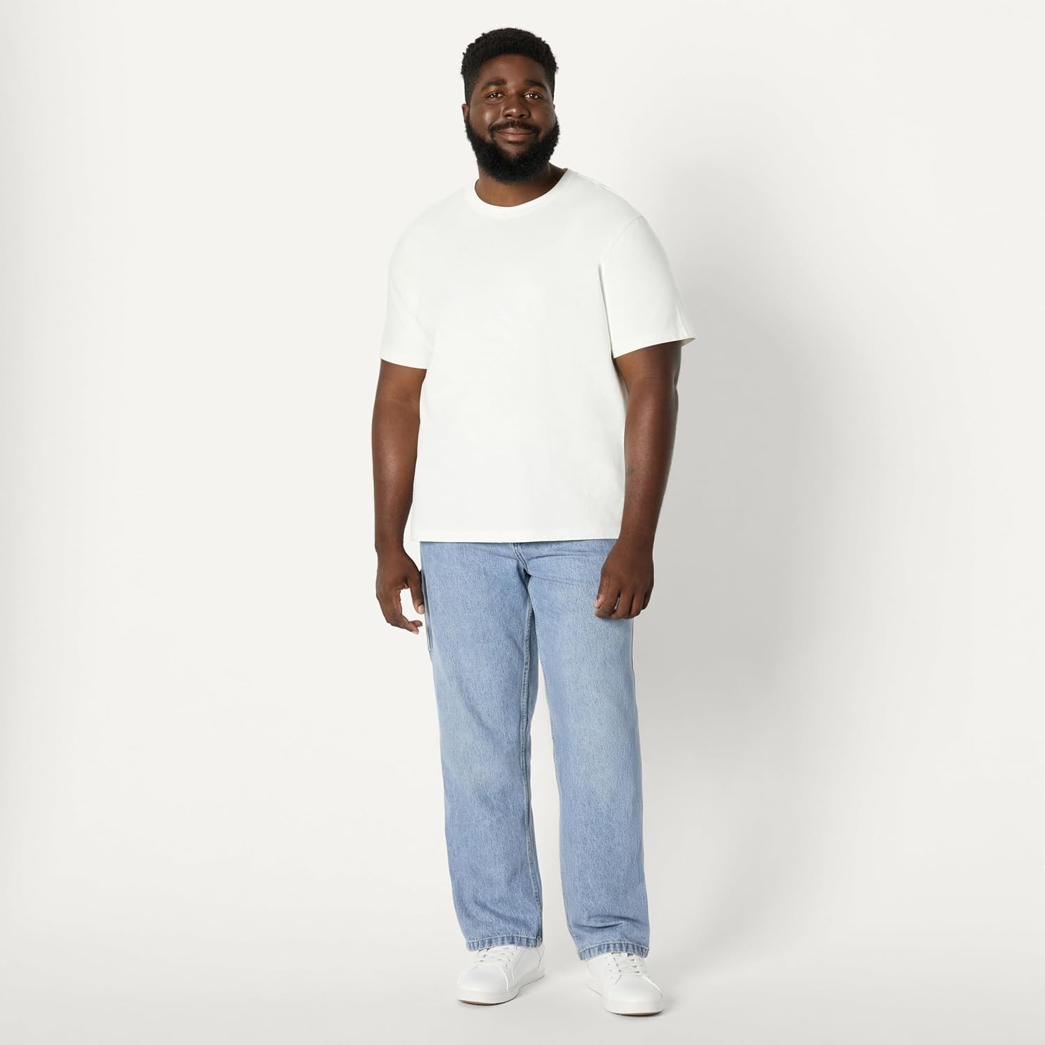 image:imageAmazon Essentials Mens Heavyweight Rigid RelaxedFit Workwear Carpenter Jeans with PocketsVintage Blue
