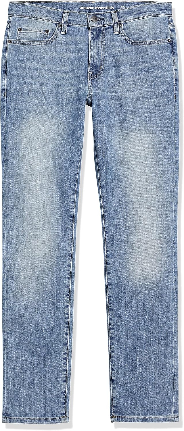 image:imageAmazon Essentials Mens Jeans Slim Fit Stretch Discontinued ColorsLight Wash