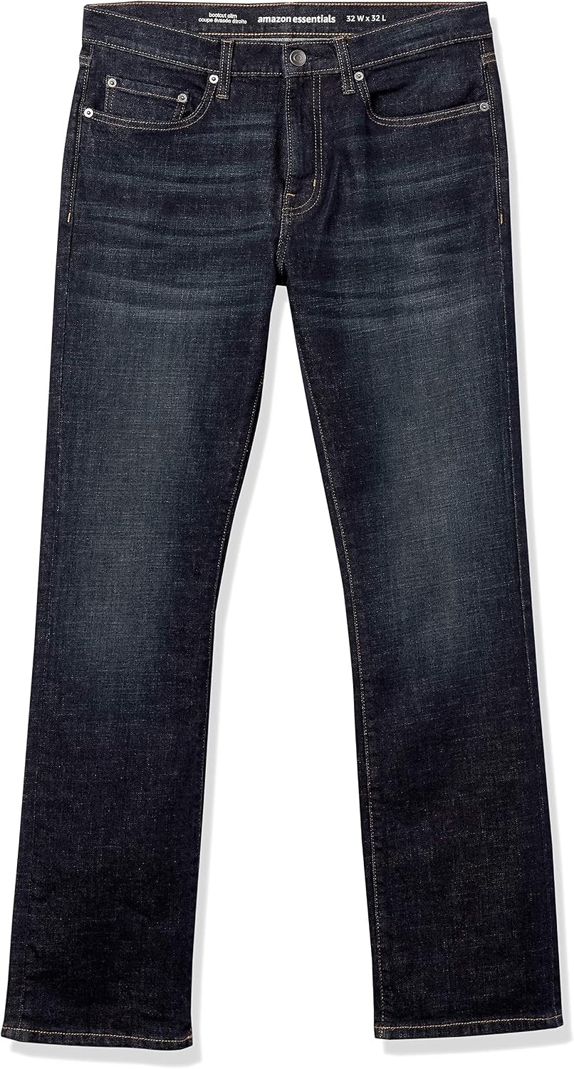 image:imageAmazon Essentials Mens Jeans Slim Fit Stretch Bootcut Discontinued ColorsDark Denim