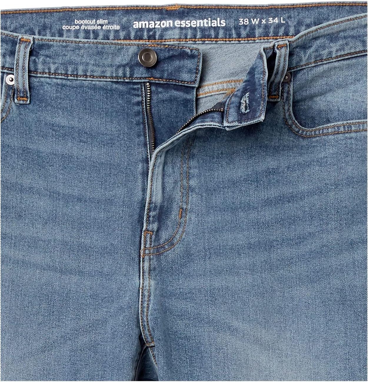 image:imageAmazon Essentials Mens Jeans Slim Fit Stretch Bootcut Discontinued ColorsLight Wash