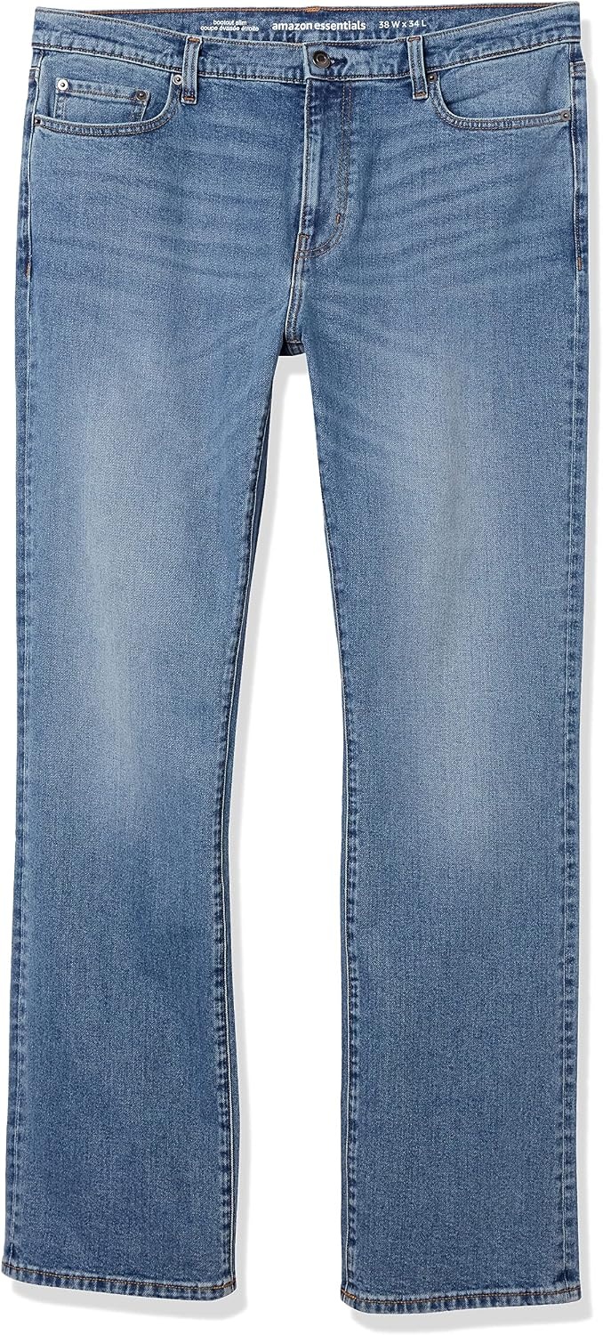 image:imageAmazon Essentials Mens Jeans Slim Fit Stretch Bootcut Discontinued ColorsLight Wash
