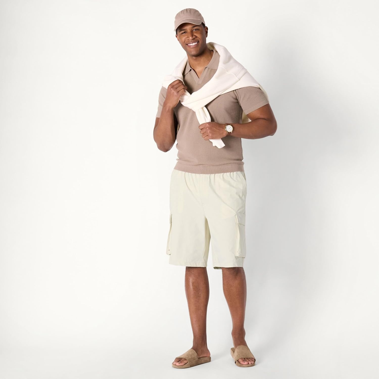 image:imageAmazon Essentials Mens LooseFit 11 Long Cargo ShortsBeige