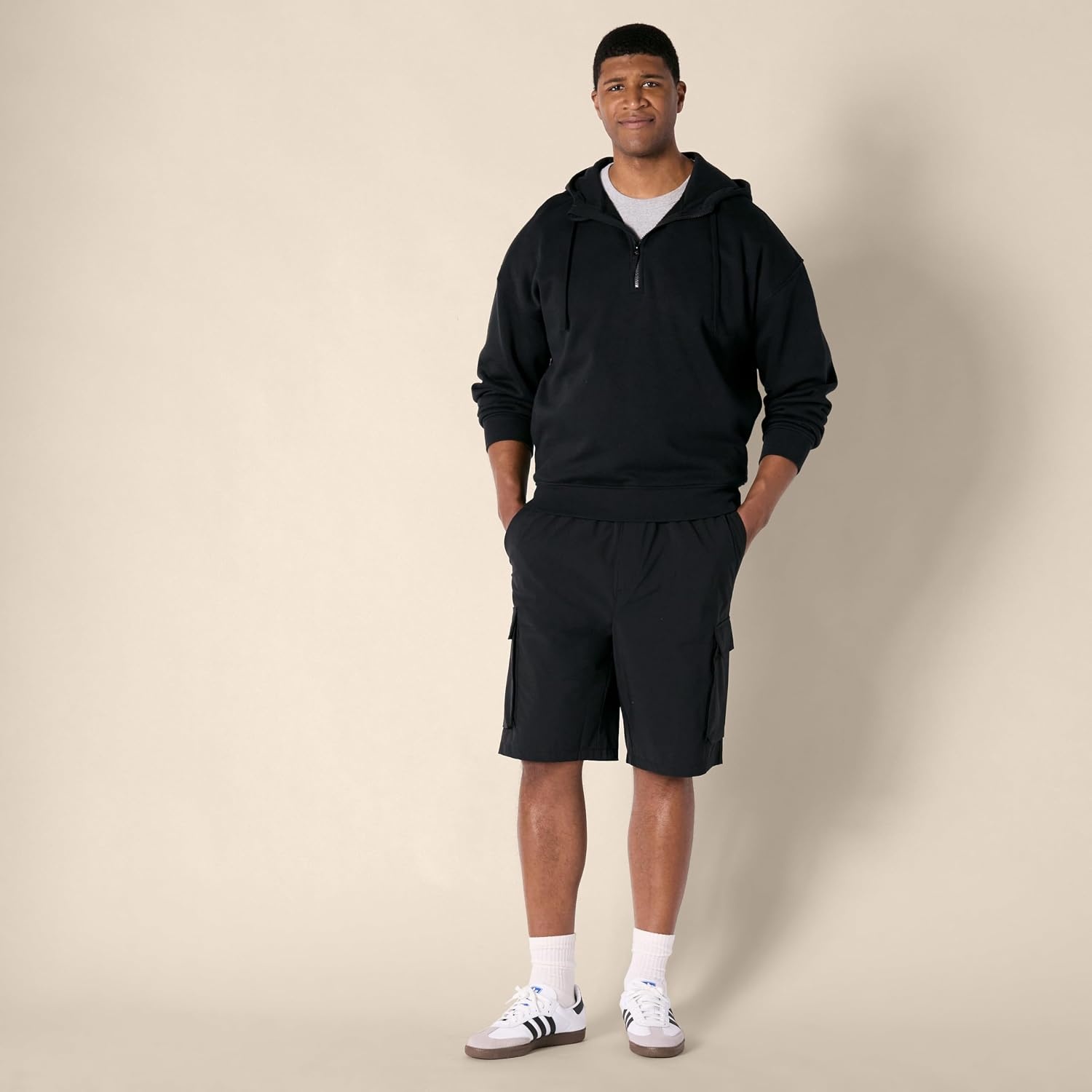 image:imageAmazon Essentials Mens LooseFit 11 Long Cargo ShortsBlack