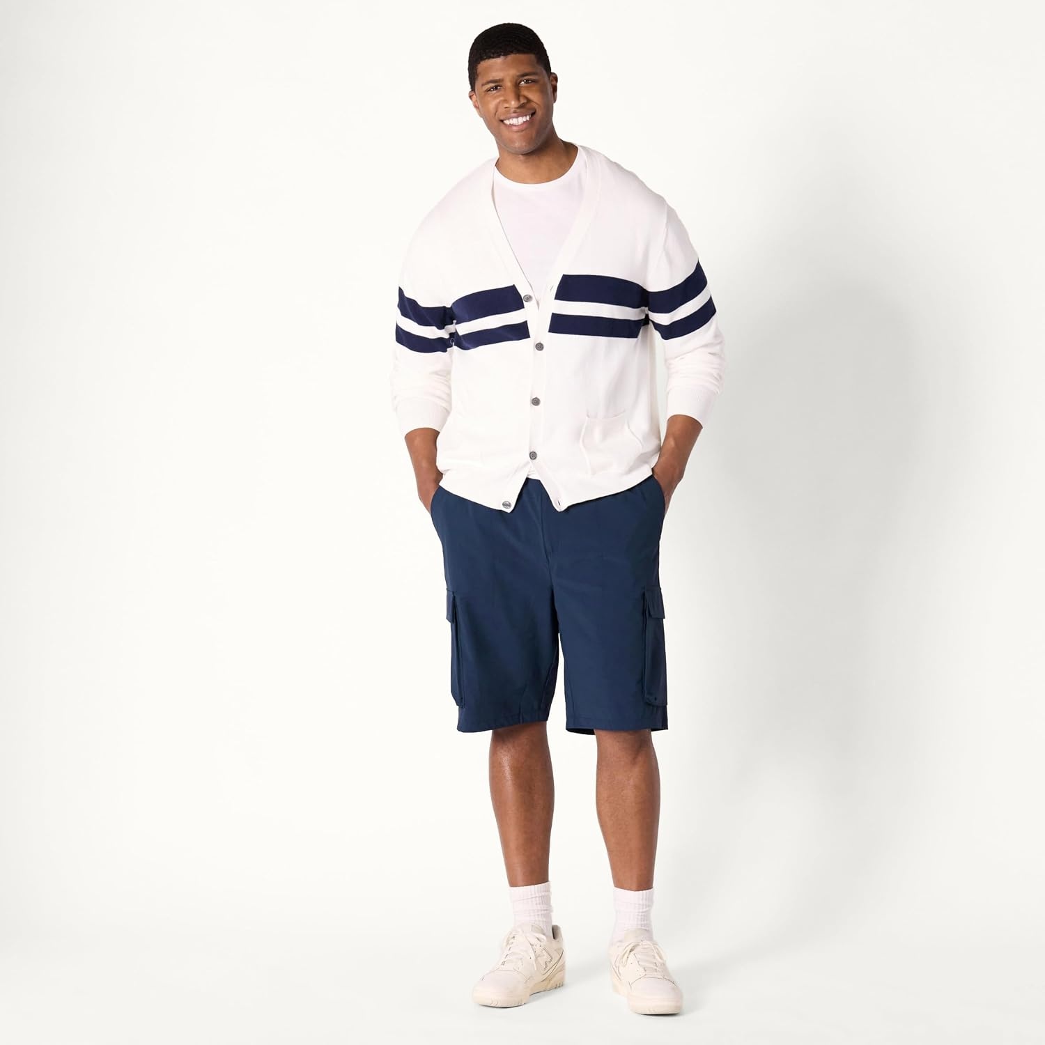 image:imageAmazon Essentials Mens LooseFit 11 Long Cargo ShortsNavy