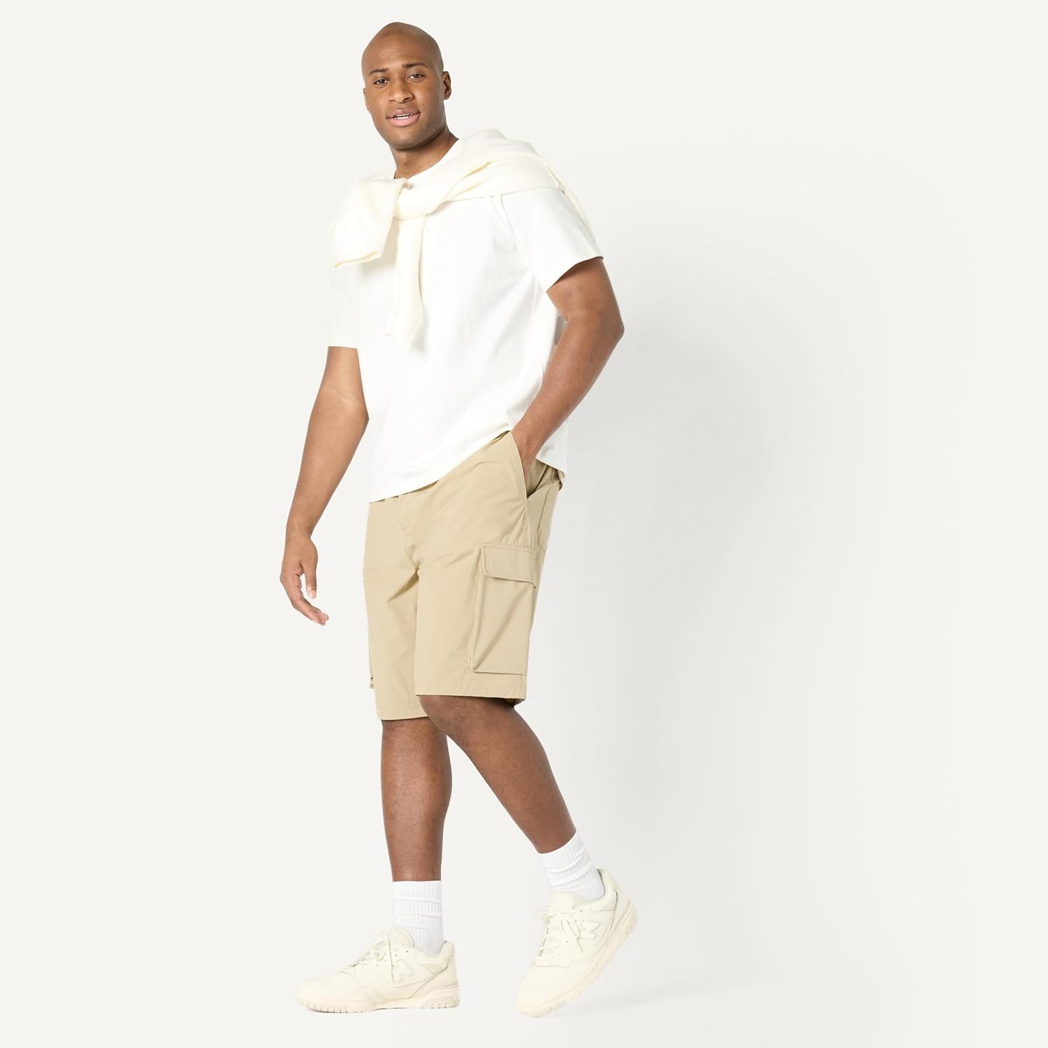 image:imageAmazon Essentials Mens LooseFit 11 Long Cargo ShortsTaupe